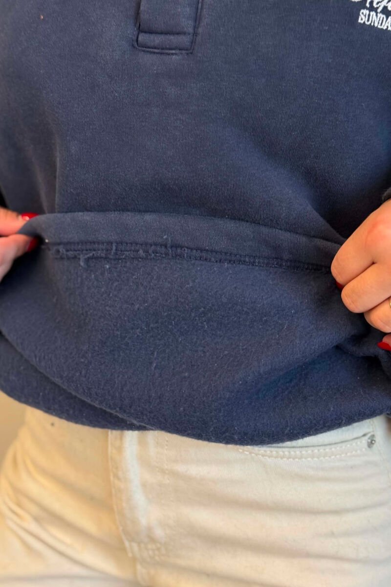 BUTTONED ROUND NECK FLUFFY WOMAN SWEATSHIRT BLUE/BLU - 3