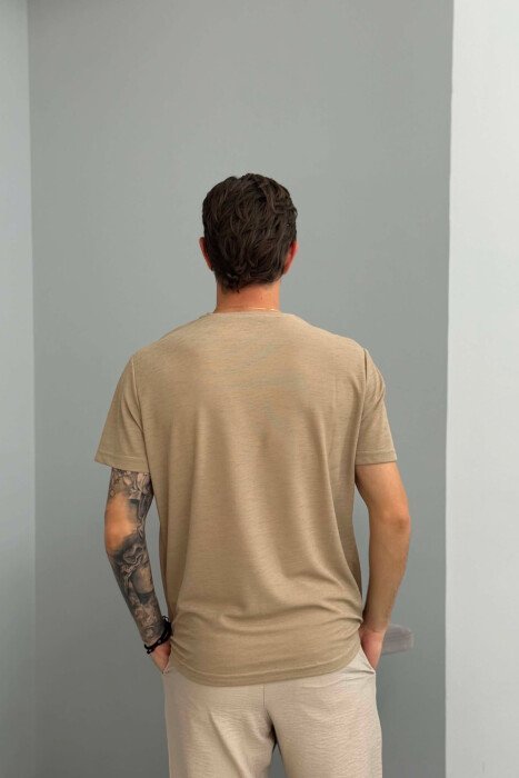 BUTTONED SIMPLE MEN T-SHIRT BEIGE/BEZHE - 2