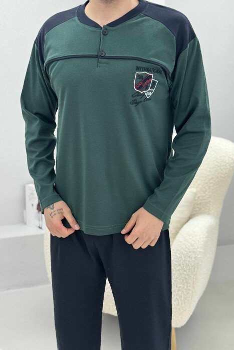 BUTTONED SWEATSHIRT+SWEATPANTS MEN PYJAMAS GREEN/JESHILE - 2