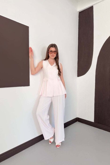 BUTTONED VEST + TROUSERS WOMAN SET BABY PINK/ROZB - 3