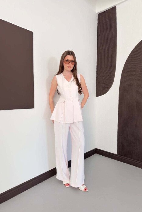 BUTTONED VEST + TROUSERS WOMAN SET BABY PINK/ROZB - 4