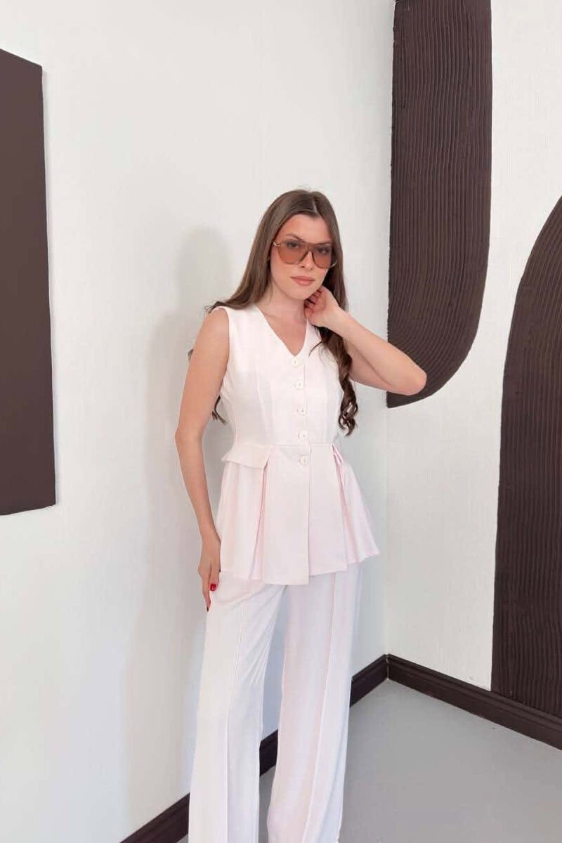 BUTTONED VEST + TROUSERS WOMAN SET BABY PINK/ROZB - 5