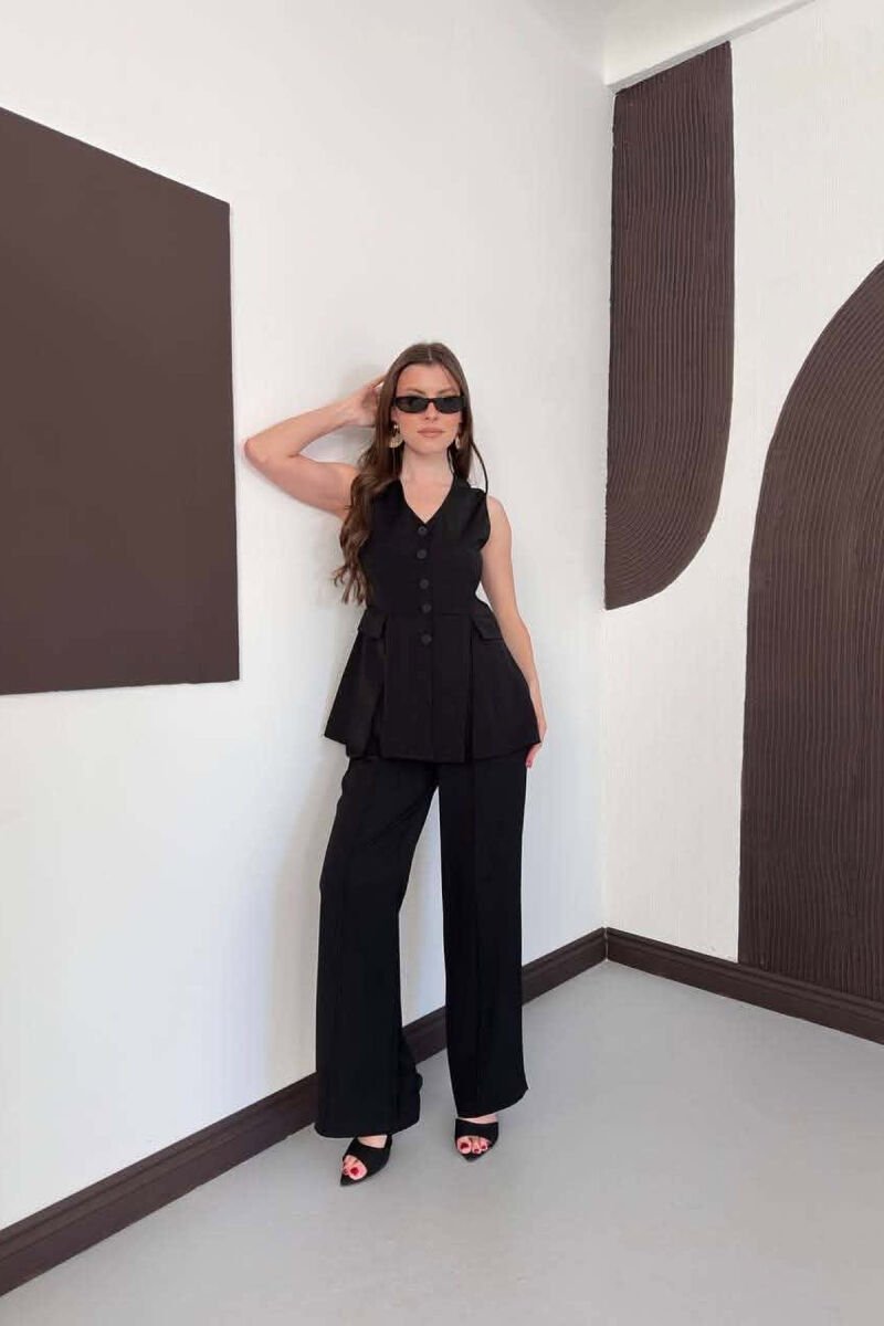 BUTTONED VEST + TROUSERS WOMAN SET BLACK/ E ZEZE - 3