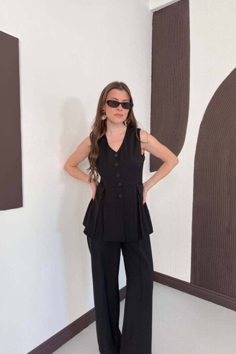 BUTTONED VEST + TROUSERS WOMAN SET BLACK/ E ZEZE - 5