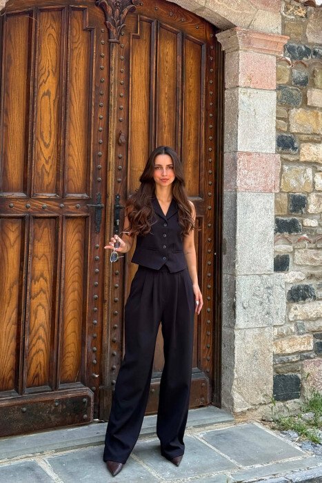 BUTTONED VEST + TROUSERS WOMAN SET BLACK/ E ZEZE - 1