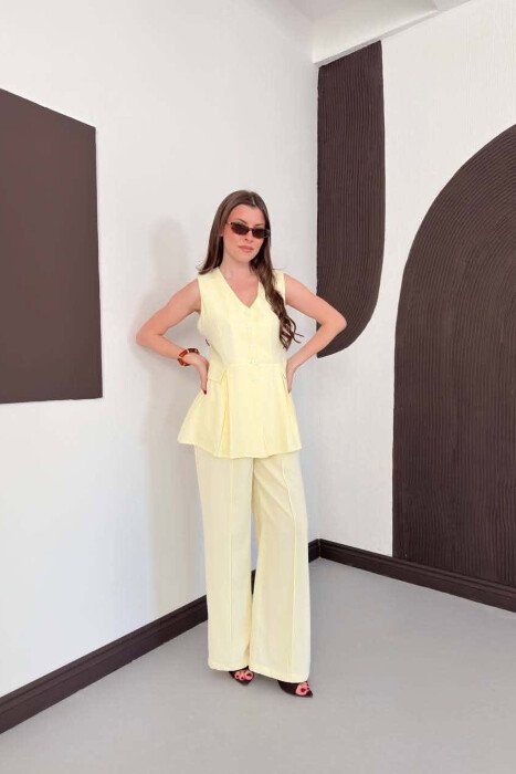 BUTTONED VEST + TROUSERS WOMAN SET YELLOW/E VERDHE 