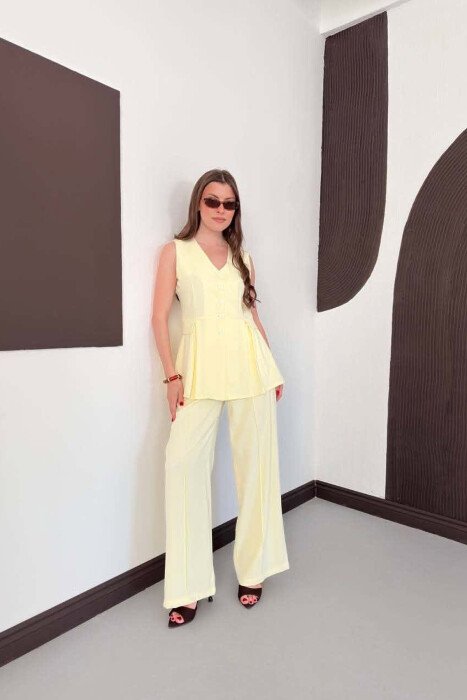 BUTTONED VEST + TROUSERS WOMAN SET YELLOW/E VERDHE - 3