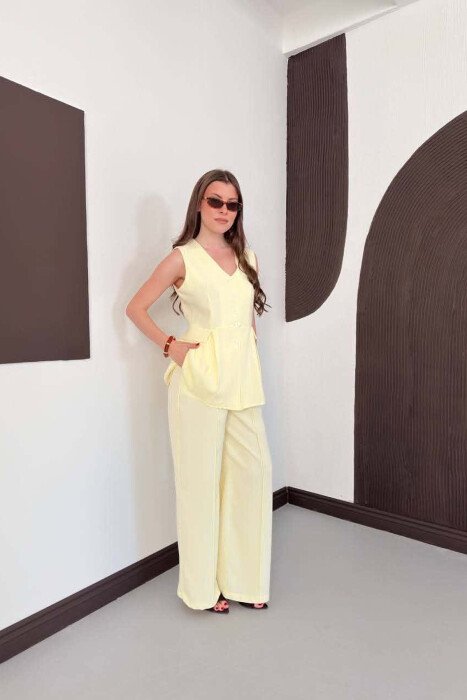 BUTTONED VEST + TROUSERS WOMAN SET YELLOW/E VERDHE - 6