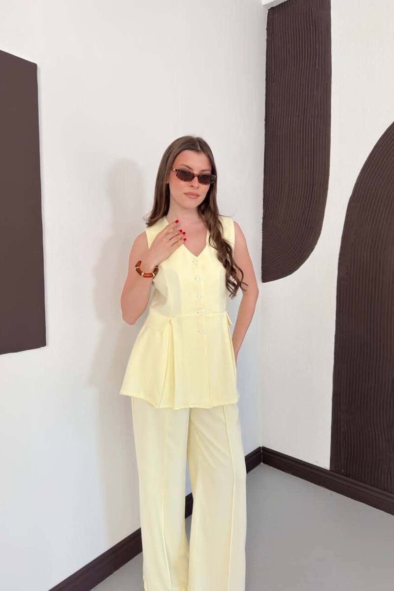 BUTTONED VEST + TROUSERS WOMAN SET YELLOW/E VERDHE - 7