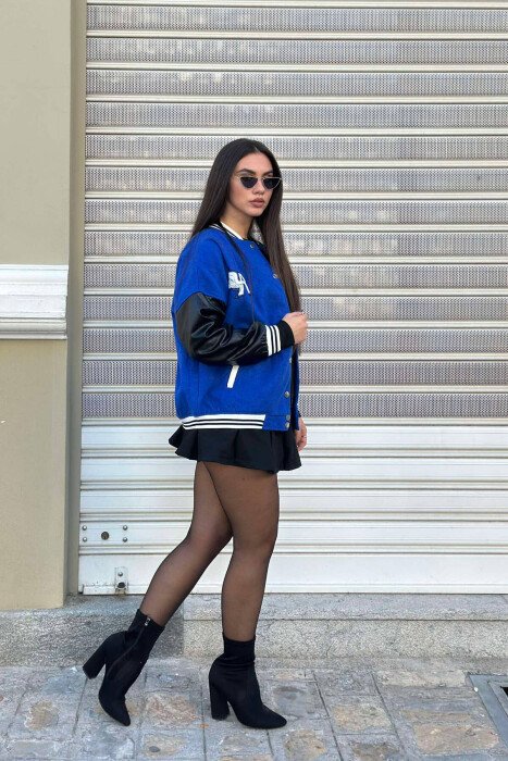 BUTTONS BOMBER WOMEN JACKET BLUE/BLU - 3