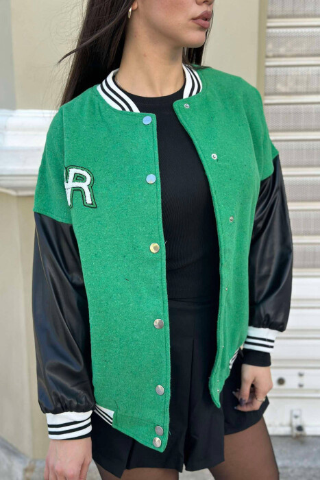 BUTTONS BOMBER WOMEN JACKET GREEN/JESHILE - 2