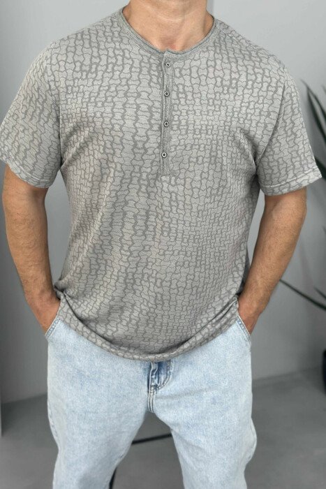 BUTTONS DESIGNED MEN T-SHIRT GREY/GRI - 2