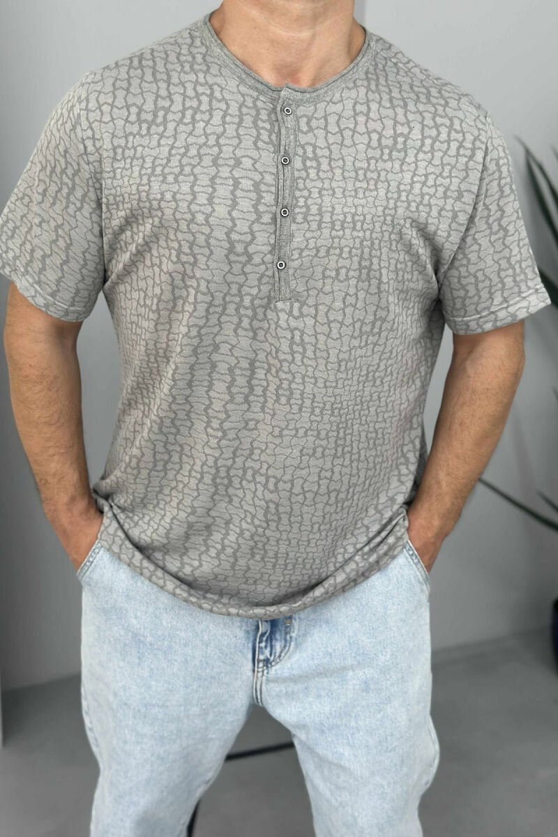 BUTTONS DESIGNED MEN T-SHIRT GREY/GRI - 2