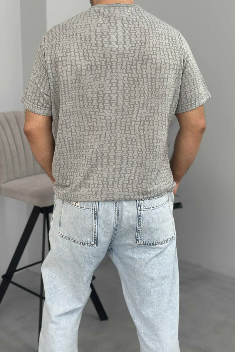 BUTTONS DESIGNED MEN T-SHIRT GREY/GRI - 3