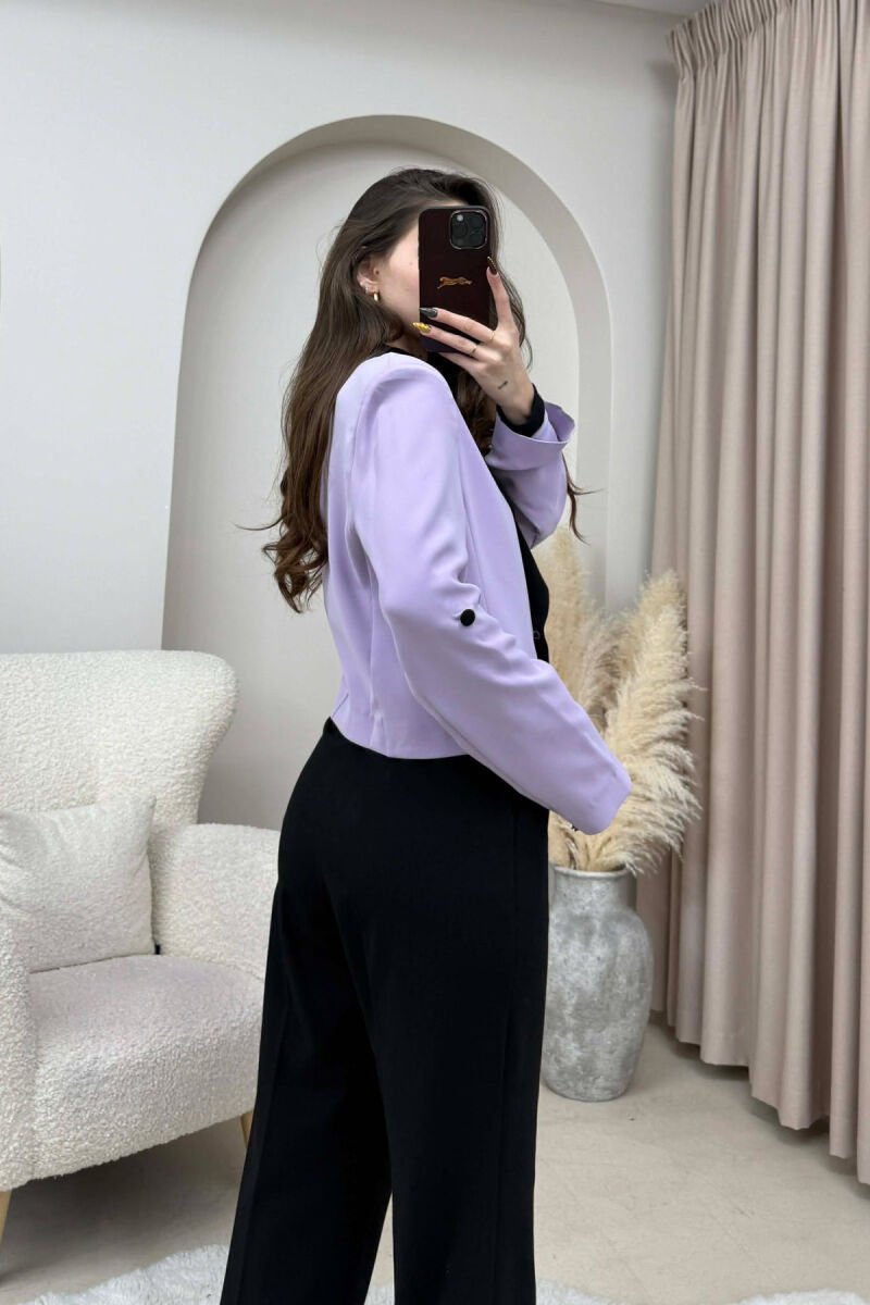 BUTTONS DETAIL CROPPED WOMEN JACKET LIGHT PURPLE/LEZB - 4