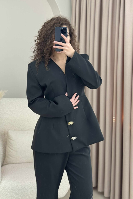BUTTONS DETAIL JACKET+TROUSERS WOMEN SET BLACK/ E ZEZE - 3