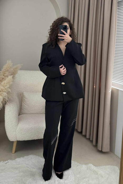 BUTTONS DETAIL JACKET+TROUSERS WOMEN SET BLACK/ E ZEZE - 4