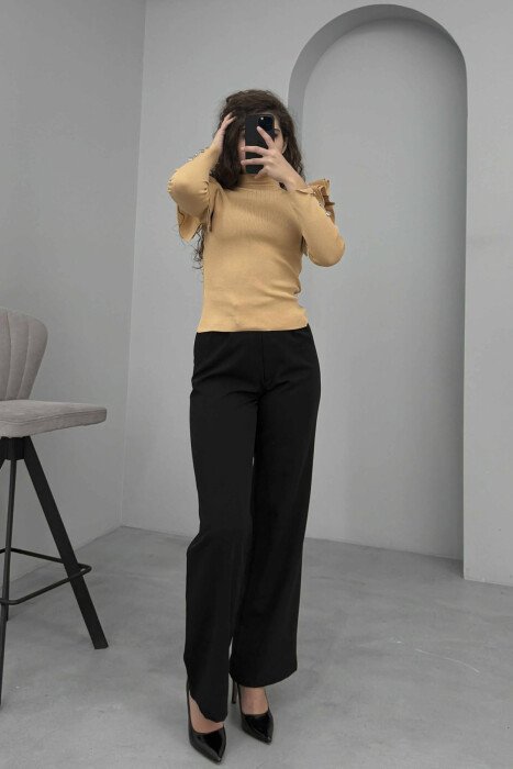 BUTTONS DETAIL ONE COLOR WOMEN SWEATER BEIGE/BEZHE - 1