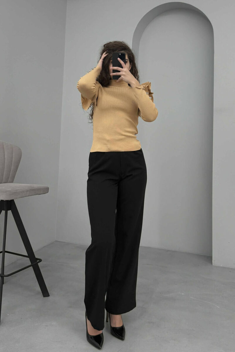 BUTTONS DETAIL ONE COLOR WOMEN SWEATER BEIGE/BEZHE - 1