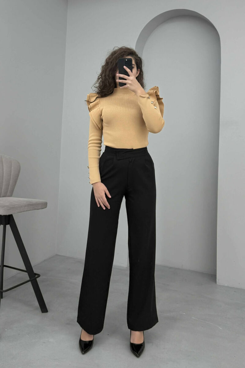 BUTTONS DETAIL ONE COLOR WOMEN SWEATER BEIGE/BEZHE - 2