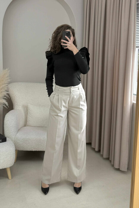 BUTTONS DETAIL ONE COLOR WOMEN SWEATER BLACK/ E ZEZE - KLAUDIO FASHION