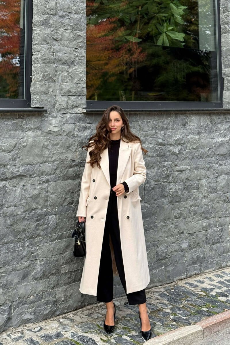 BUTTONS DETAIL POCKETS LONG WOMEN COAT BEIGE/BEZHE - 1
