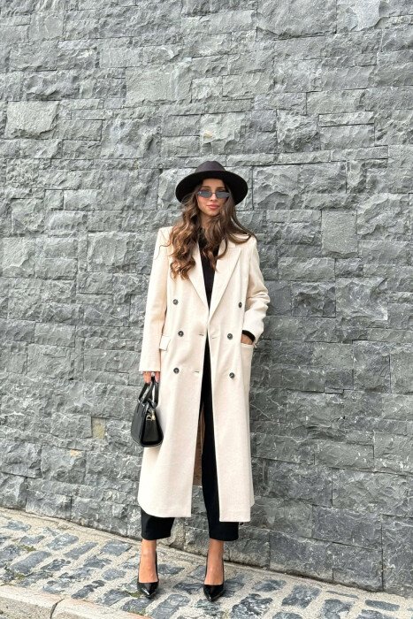 BUTTONS DETAIL POCKETS LONG WOMEN COAT BEIGE/BEZHE - 4