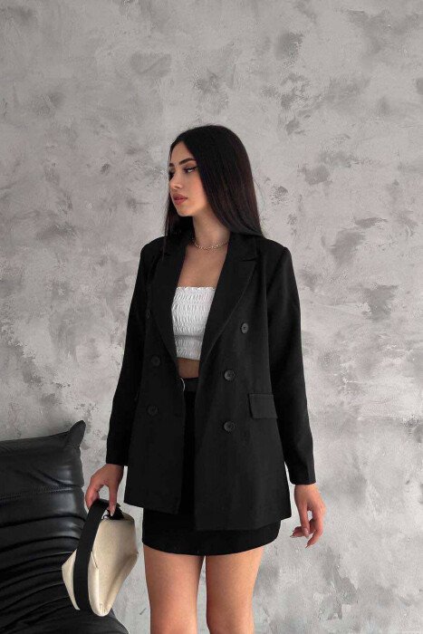 BUTTONS MID LENGTH WOMAN JACKET BLACK/ E ZEZE - KLAUDIO FASHION