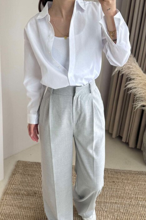 BUTTONS ONE COLOR SIMPLE WOMEN SHIRT WHITE-E BARDHE - 5