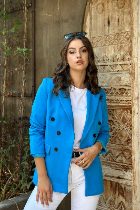 XHAKETË NJË NGJYRËSHE PËR FEMRA NË NGJYRË BLU - KLAUDIO FASHION