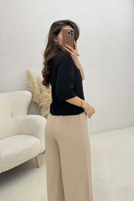 BUTTONS ONE COLOR WOMEN SHIRT BLACK/ E ZEZE - 4