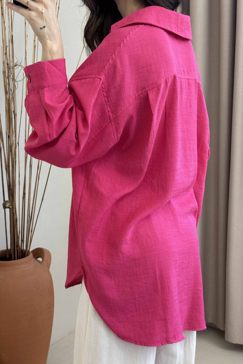 BUTTONS ONE COLOR WOMEN SHIRT FUCHSIA/CIKLAMI - 3