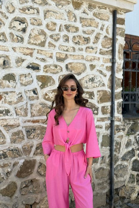 BUTTONS SHIRT + TROUSERS WOMAN SET BABY PINK/ROZB - 4