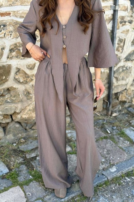 BUTTONS SHIRT + TROUSERS WOMAN SET DARK GREY/GEE - 2