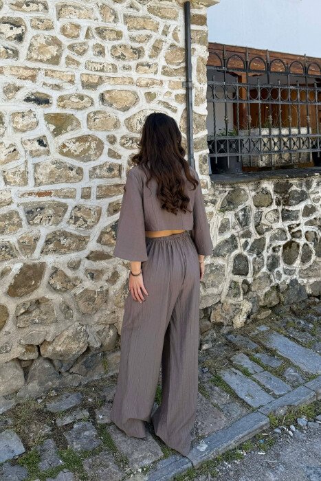 BUTTONS SHIRT + TROUSERS WOMAN SET DARK GREY/GEE - 5
