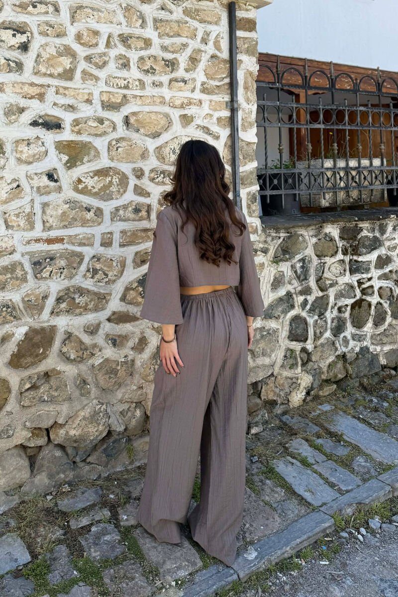 BUTTONS SHIRT + TROUSERS WOMAN SET DARK GREY/GEE - 5