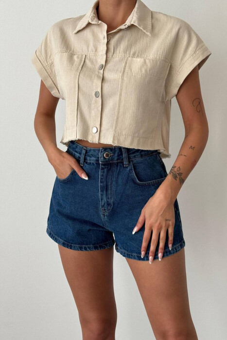 BUTTONS SHORT WOMAN SHIRT BEIGE/BEZHE - 2