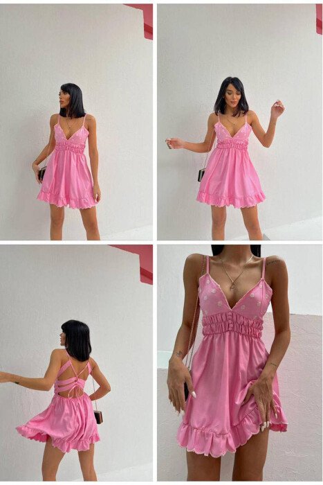 BUTTONS SIMPLE WOMAN DRESS BABY PINK/ROZB 