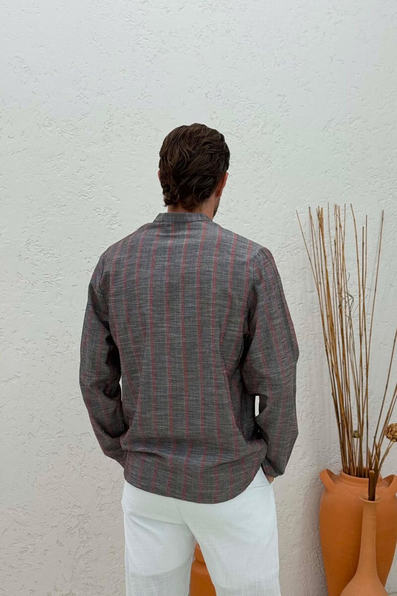 BUTTONS STRIPED MEN SHIRT GREY/GRI - 2