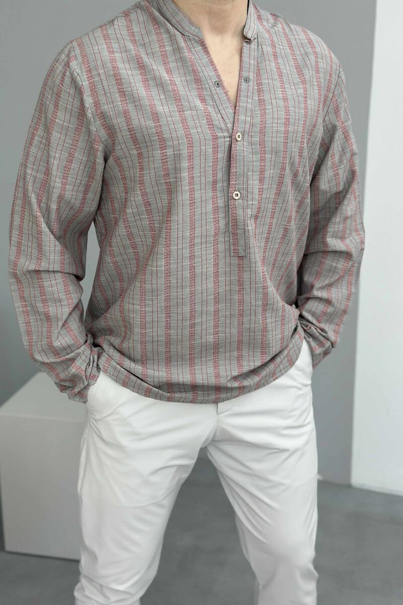 BUTTONS STRIPED MEN SHIRT LIGHT GREY/GZ - 1
