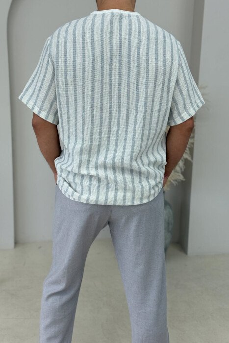BUTTONS STRIPED MEN T-SHIRT LIGHT GREY/GZ - 3