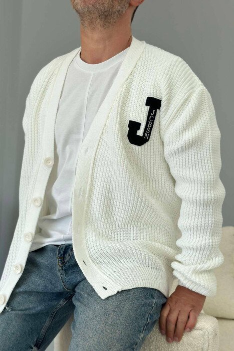 BUTTONS WRITTINGS ONE COLOR WOMAN CARDIGAN WHITE-E BARDHE - 2