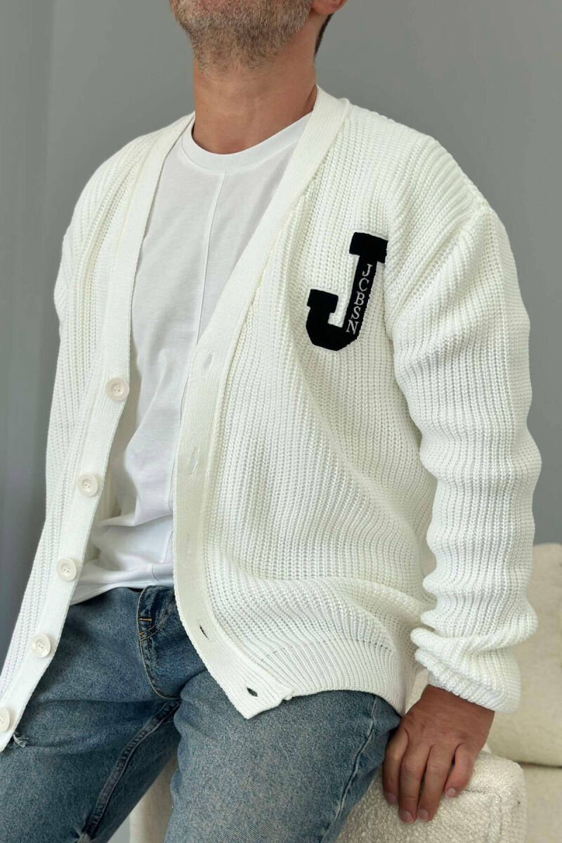 BUTTONS WRITTINGS ONE COLOR WOMAN CARDIGAN WHITE-E BARDHE - 2