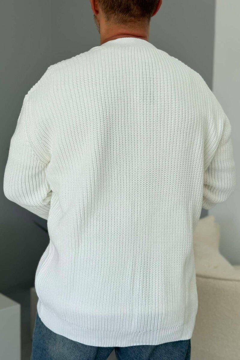 BUTTONS WRITTINGS ONE COLOR WOMAN CARDIGAN WHITE-E BARDHE - 3