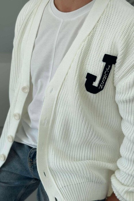 BUTTONS WRITTINGS ONE COLOR WOMAN CARDIGAN WHITE-E BARDHE - 4