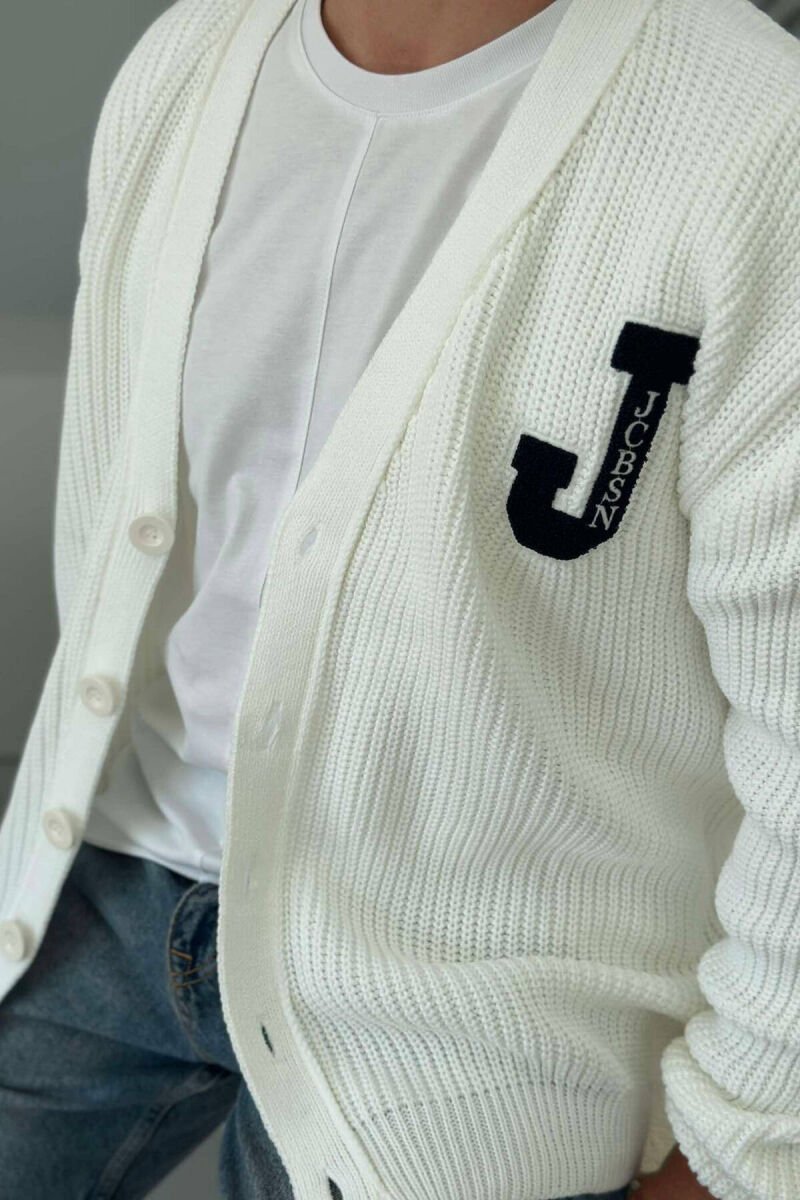 BUTTONS WRITTINGS ONE COLOR WOMAN CARDIGAN WHITE-E BARDHE - 4