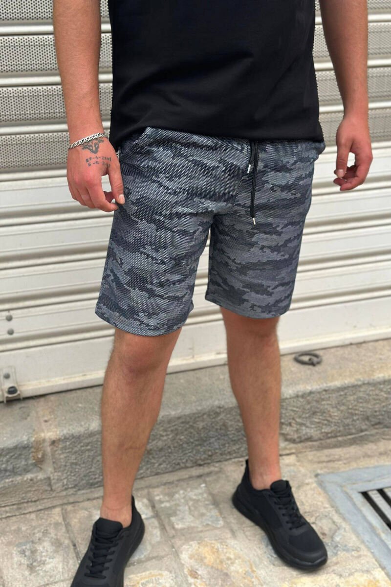 CAMO ELASTIC WAIST MEN SHORTS BLUE/BLU - 1