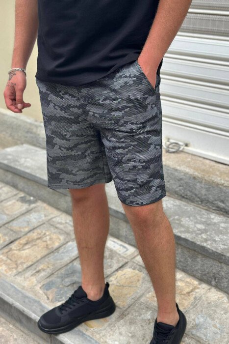 CAMO ELASTIC WAIST MEN SHORTS DARK GREY/GEE 