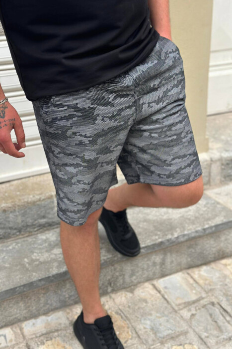 CAMO ELASTIC WAIST MEN SHORTS DARK GREY/GEE - 2
