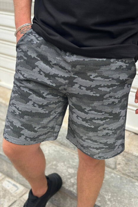 CAMO ELASTIC WAIST MEN SHORTS DARK GREY/GEE - 3